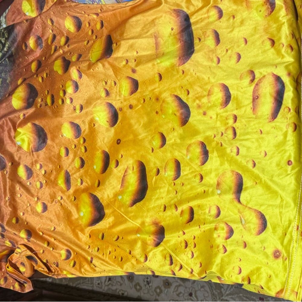 Vibrant Yellow and Orange Water Droplet Print Fabric